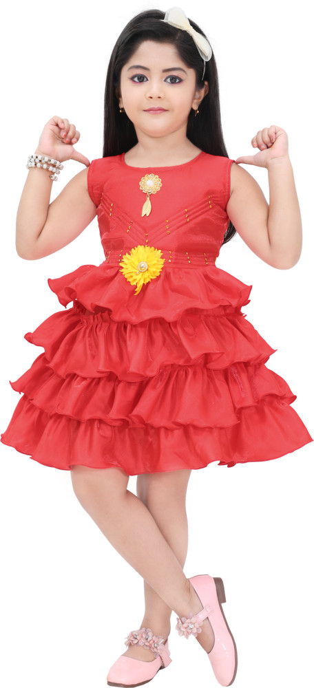 Bamsu Baby Girls Above Knee Festive Wedding Dress Price in India