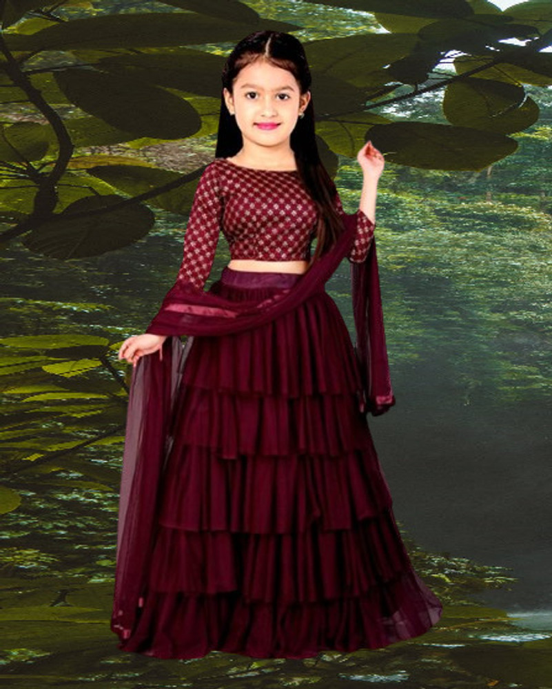 RUDKI ENTERPRISE Girls Lehenga Choli Ethnic Wear Embroidered