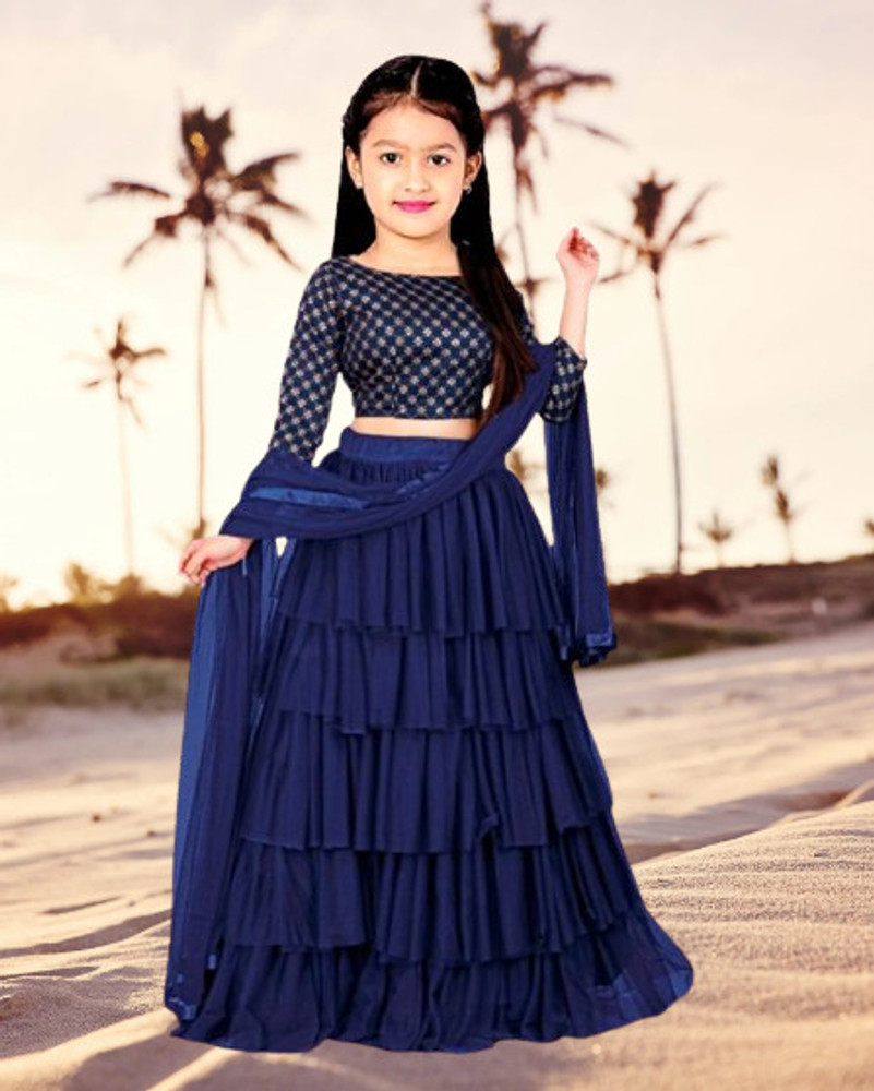 RUDKI ENTERPRISE Girls Lehenga Choli Ethnic Wear Embroidered