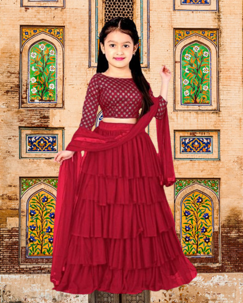 RUDKI ENTERPRISE Girls Lehenga Choli Western Wear Embroidered