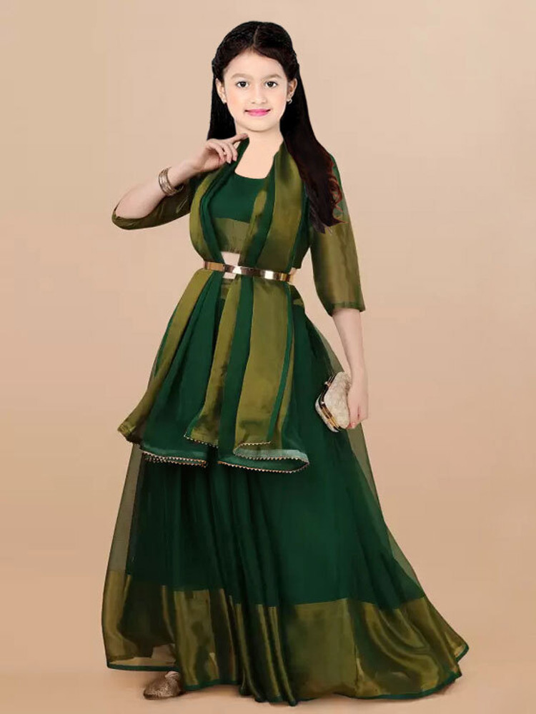 Ethnicset Girls Lehenga Choli Party Wear Self Design Lehenga