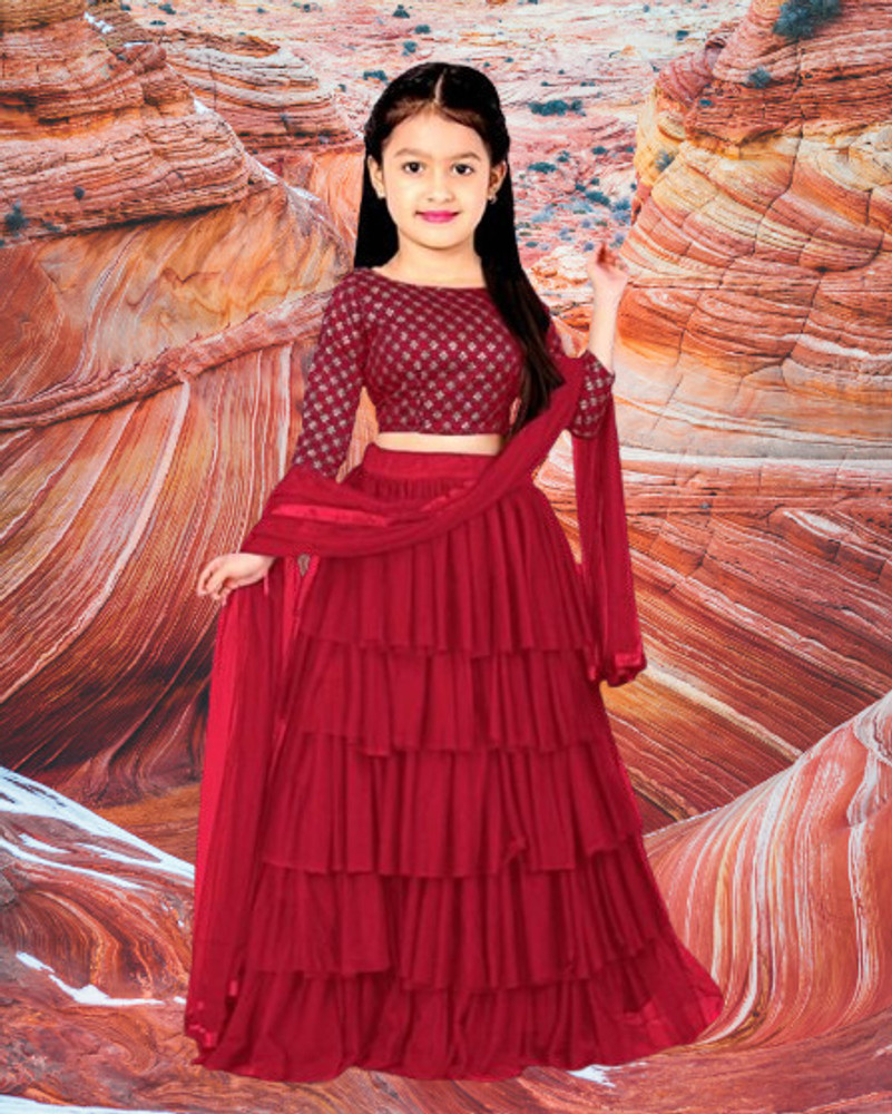 RUDKI ENTERPRISE Girls Lehenga Choli Western Wear Embroidered