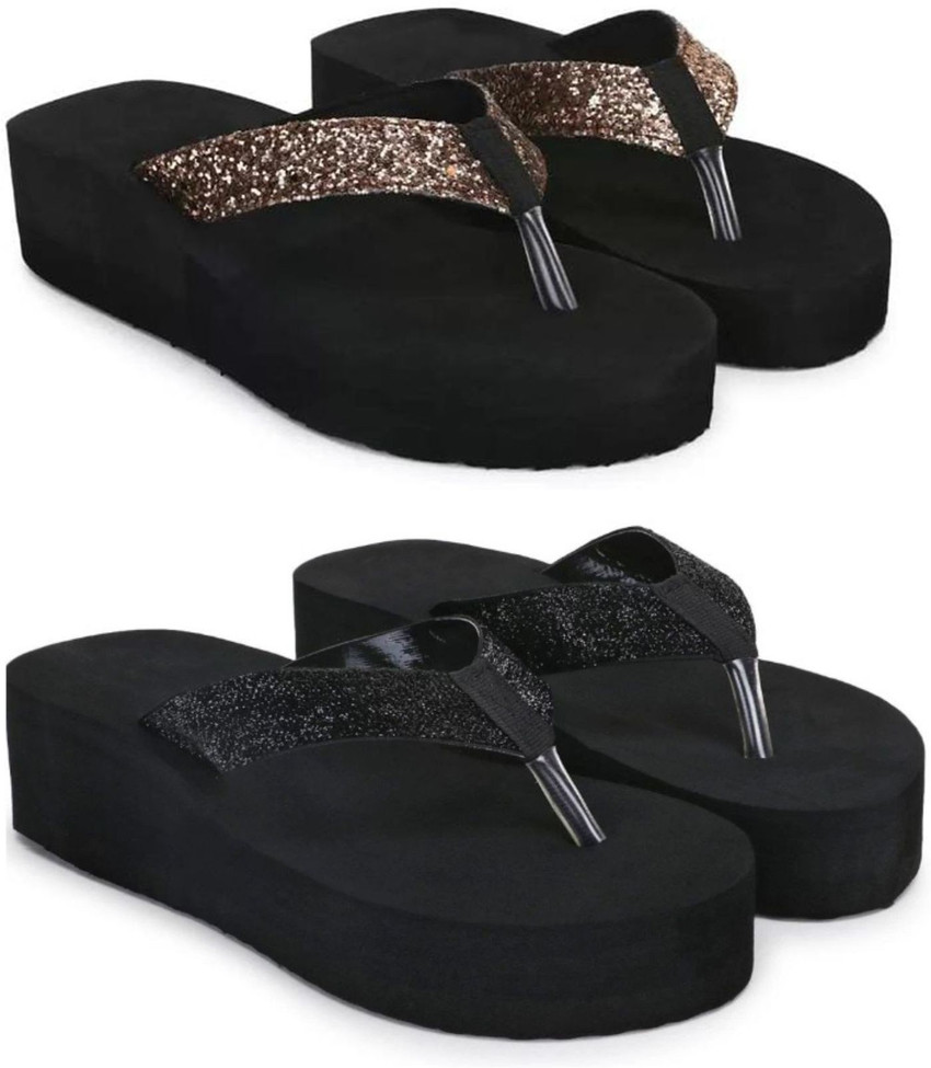 Black shiny 2025 flip flops