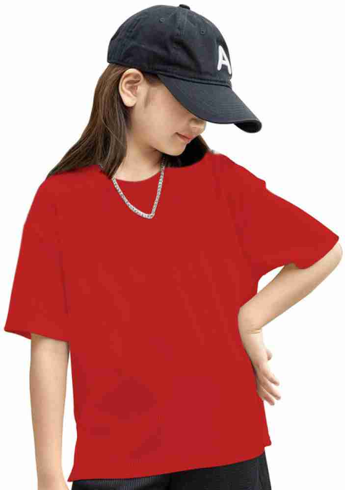 Girls solid red outlet shirt