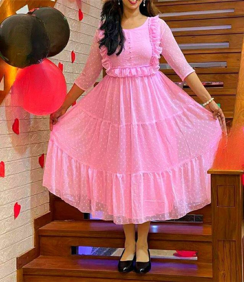 SHRINATHJI Women A line Pink Dress Buy SHRINATHJI Women A line