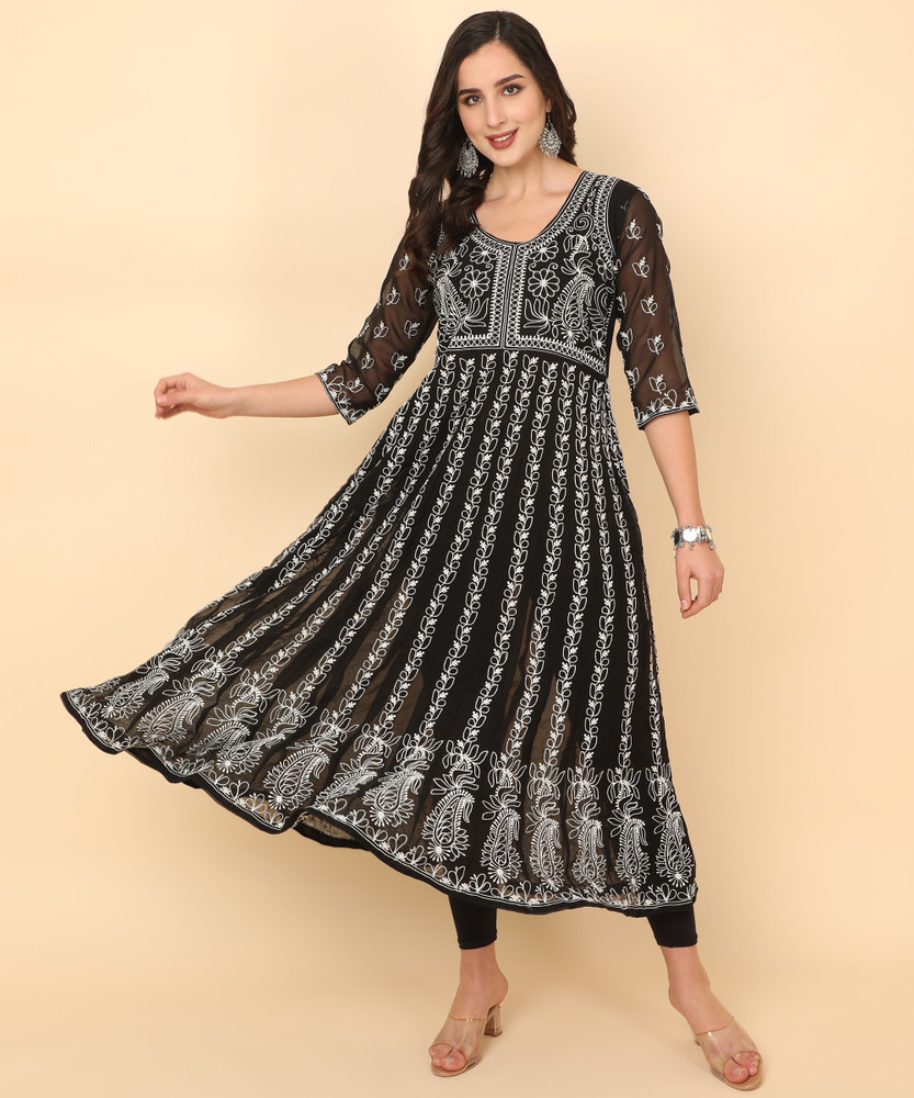 Youthnic Women Chikan Embroidery Anarkali Kurta