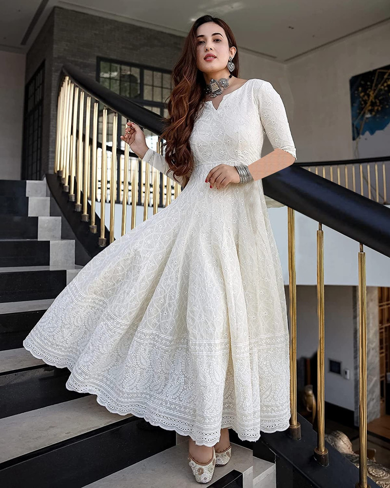 Chikan anarkali kurti on sale