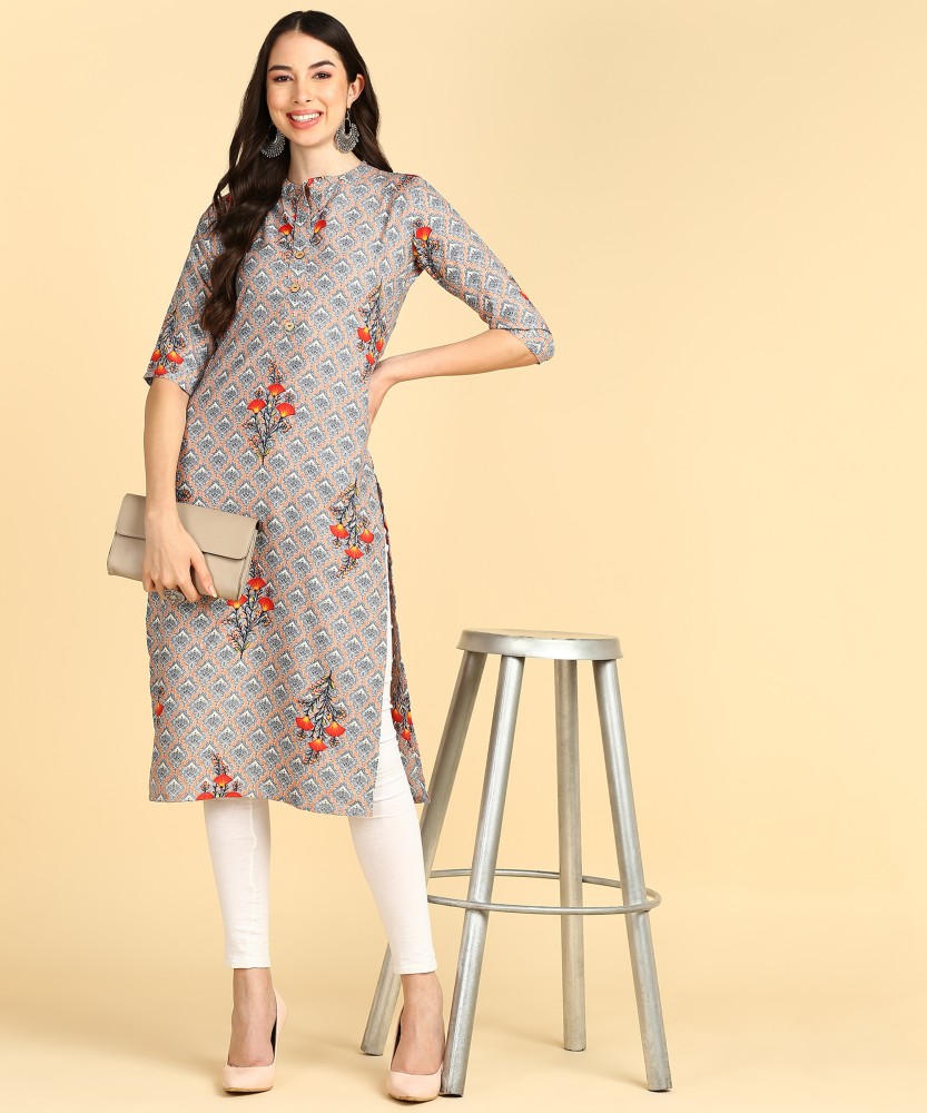 Buy online Round Neck Floral Print Straight Kurta from Kurta Kurtis for  Women by Maai for 599 at 63 off  2023 Limeroadcom