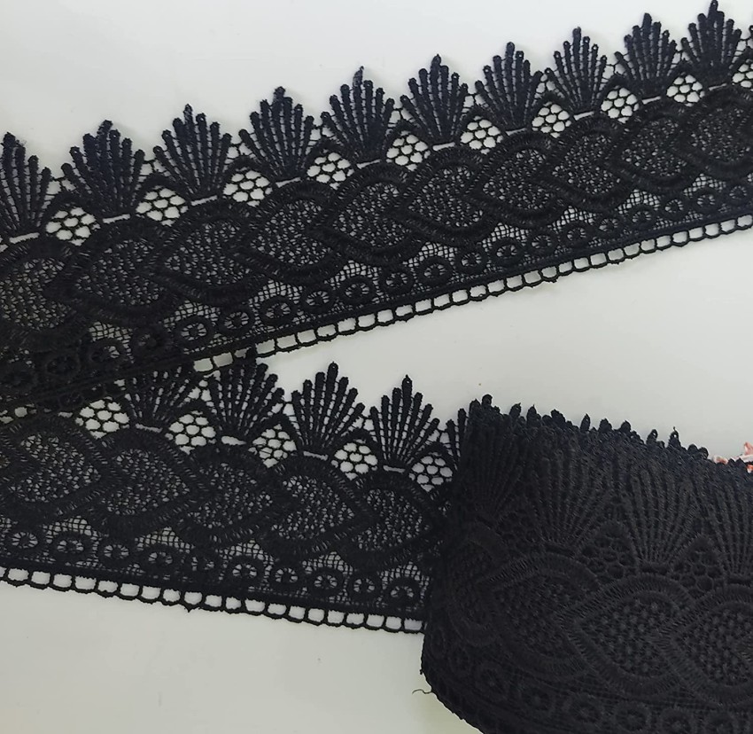 Kakkad Cotton Lace for Dress, Kurtis, Dupatta, Craft and Decorations. Black  (20mtr) Lace Reel Price in India - Buy Kakkad Cotton Lace for Dress,  Kurtis, Dupatta, Craft and Decorations. Black (20mtr) Lace