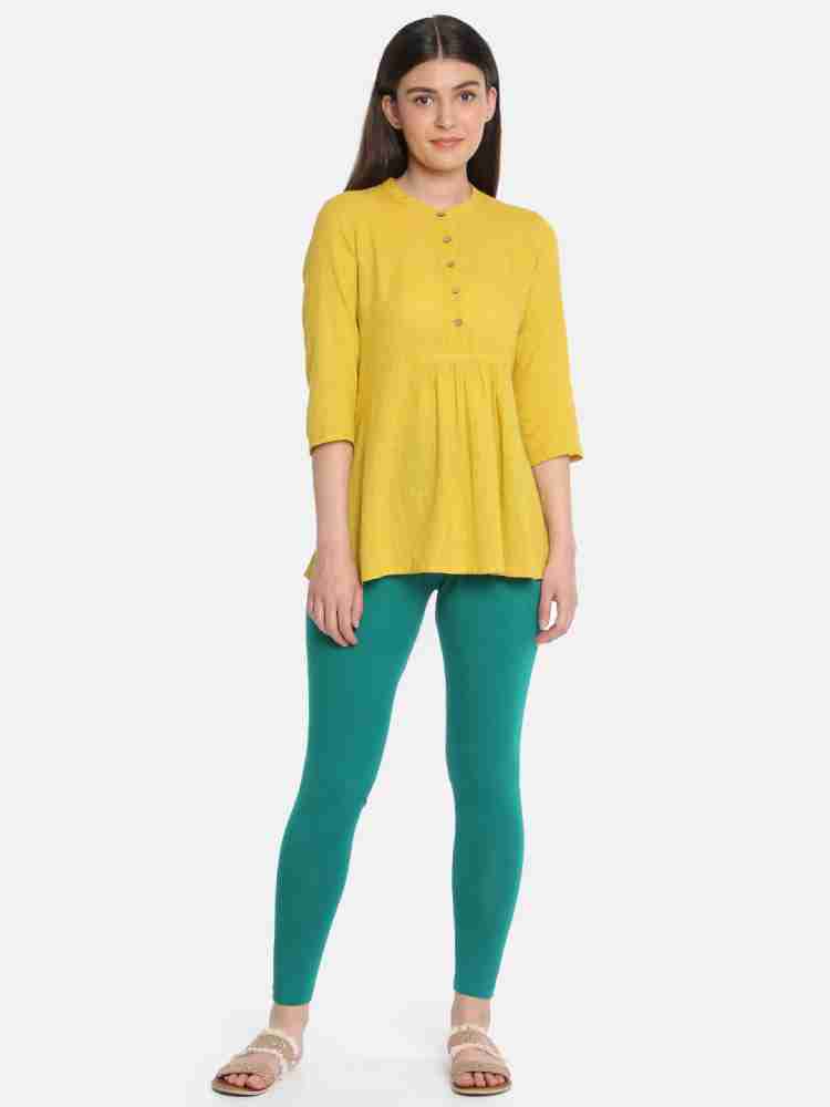 Buy Dollar Missy Lemon Yellow Cotton Leggings for Women Online