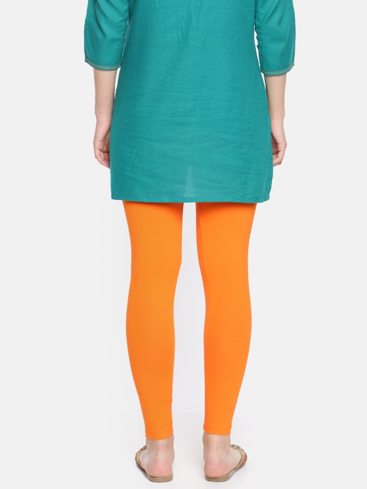 Dollar Women's Missy Pack of 2 Orange and Light Lemon Color Combo Pack  Churidar Leggings