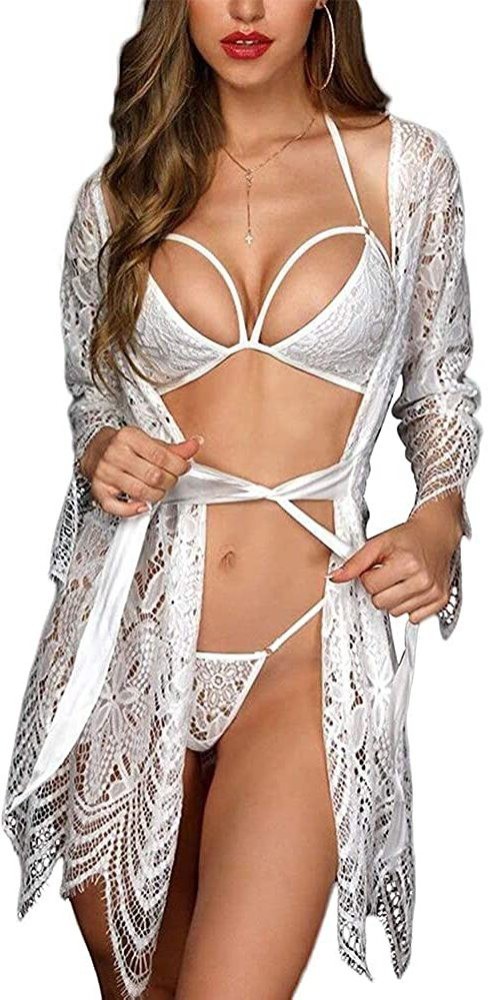 Pratiharye Knee Robe Babydoll - Nightwear/Night Robe with Bikini Set