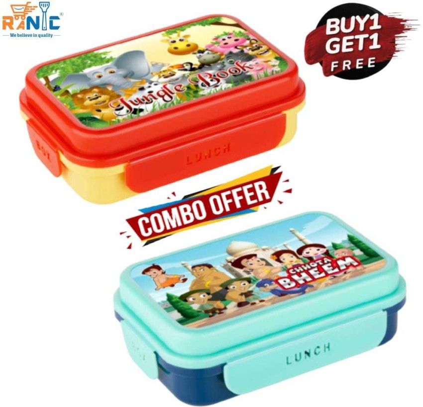 RANIC Kids Lunch Box Plastic, Tiffin Box for Boys