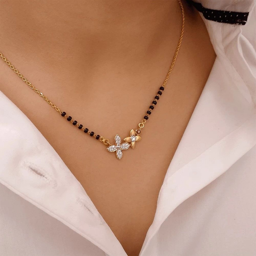 Bhumi09 Bhumi09 American Diamond Gold Mangalsutra Pack of 1 For