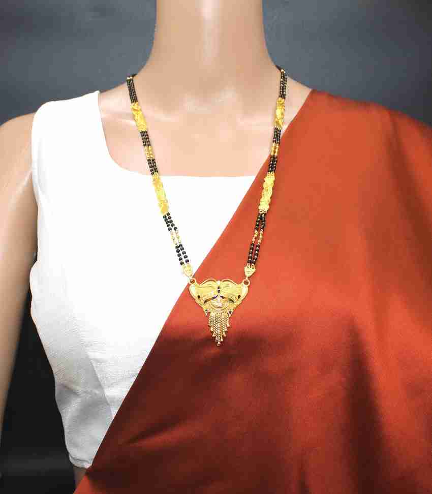 Traditional long mangalsutra with black clearance beads