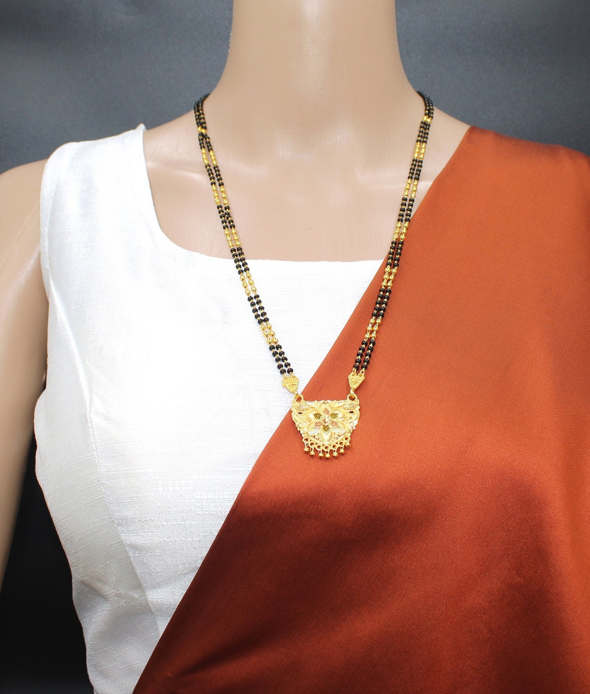 Black beads long chain models on sale