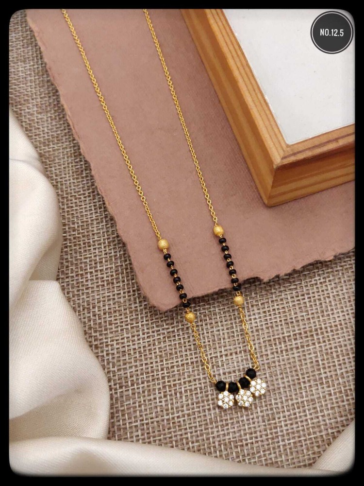 Flower With Diamond Fancy Design Gold Plated Mangalsutra Set For Women -  Style Lmsa102