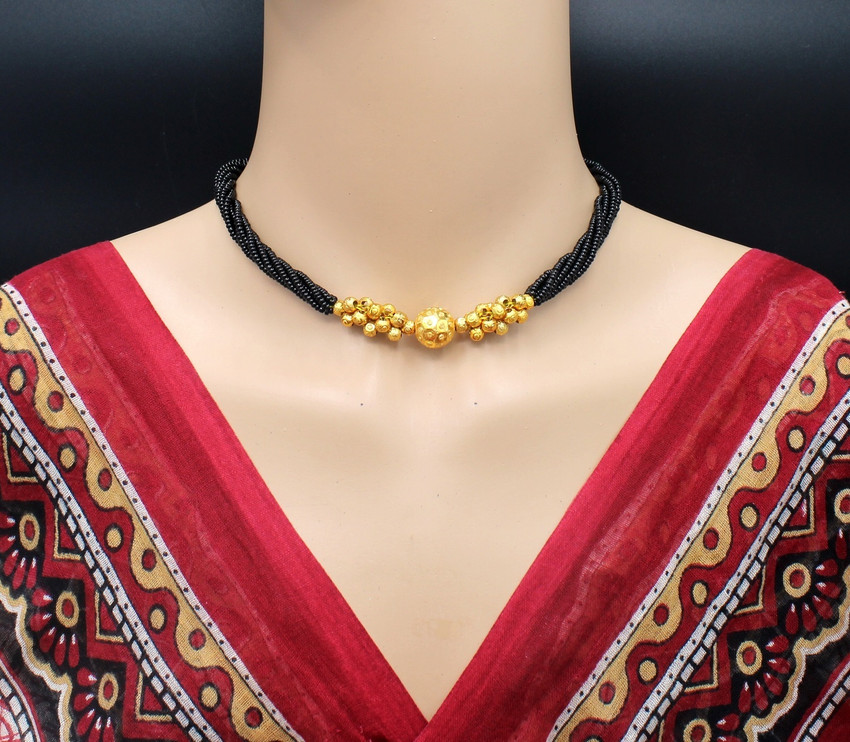 SONI JEWELLERY Maharashtrian Tanmaniya Wedding marathi Mani Mala Thushi Mangalsutra for Women Alloy Mangalsutra Price in India Buy SONI JEWELLERY Maharashtrian Tanmaniya Wedding marathi Mani Mala Thus...