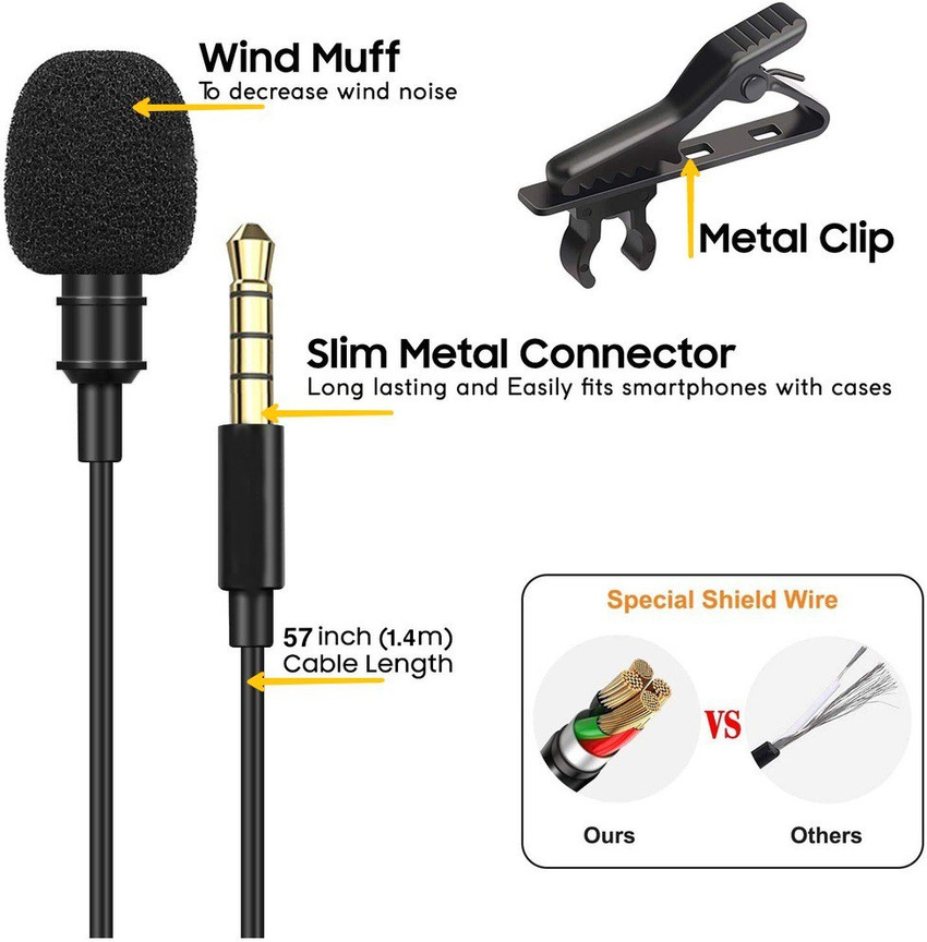 LAZYwindow Pack of 2 Collar Mic For Mobile Video Recording with