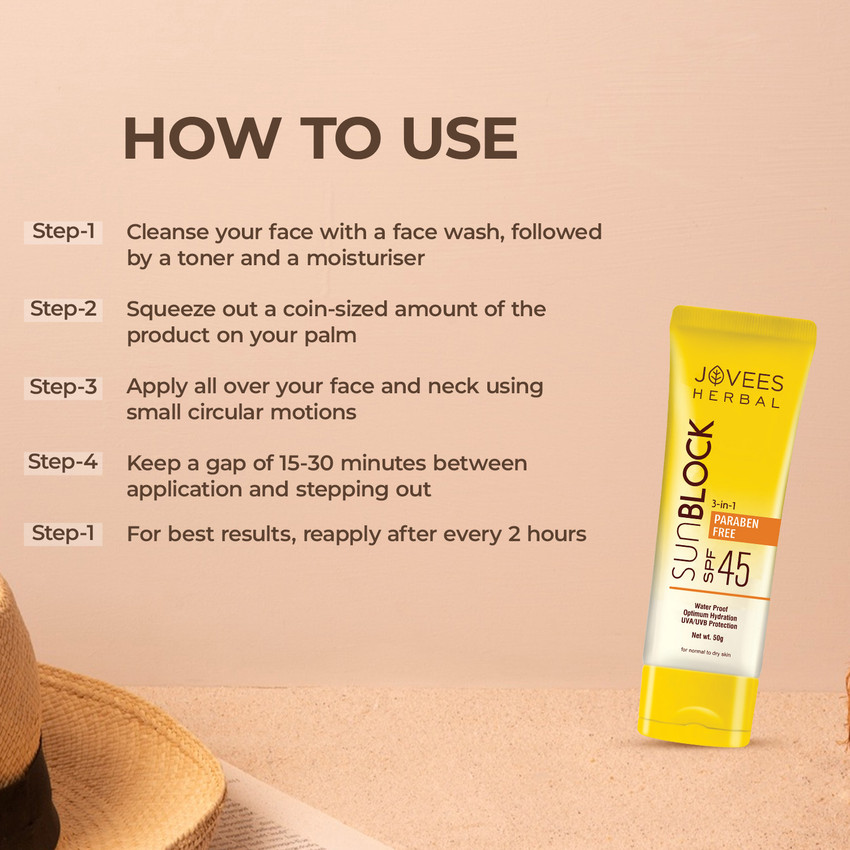 JOVEES Sun Block UVA UVB Protection SPF 45 SPF SPF 45 PA