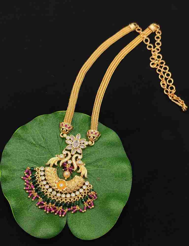 ZozoE Fashion One Gram Gold Hydro beads AD Stone CZ Stone Necklace Chain for Women Girls Gold plated Plated Copper Necklace Price in India Buy ZozoE Fashion One Gram Gold Hydro