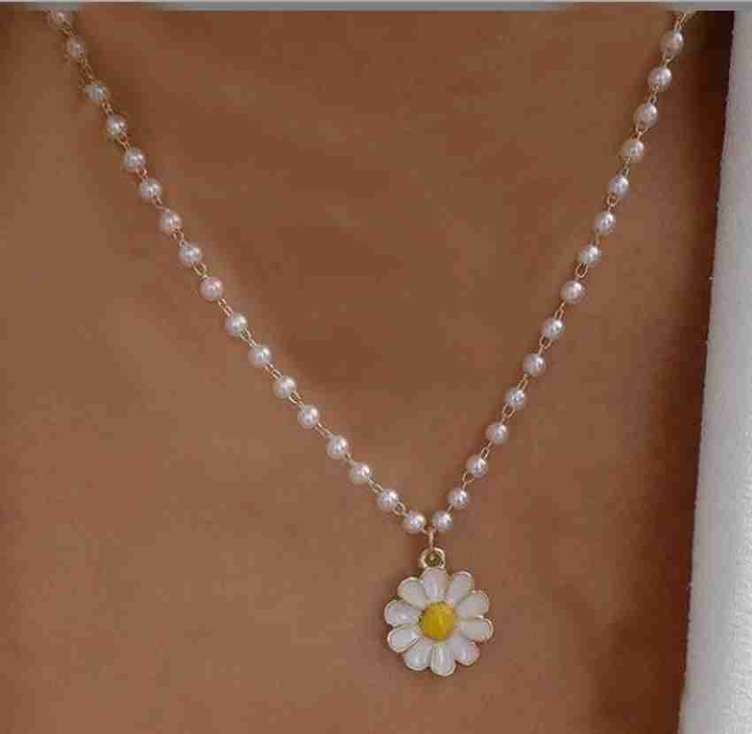 Arzonai White Pearl Flower necklace for Women and Girls Metal Chain Price in India Buy Arzonai White Pearl Flower necklace for Women and Girls Metal Chain Online at Best Prices in India Flipkart