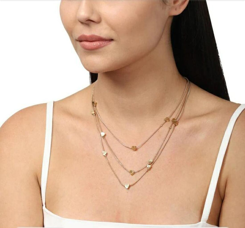 Aaruhi Creation Delicate love three layer Necklace Chain for Women