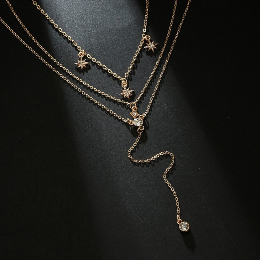 Arzonai Lock & key Punk Multi Layer Pendant Chain Pendant Necklace