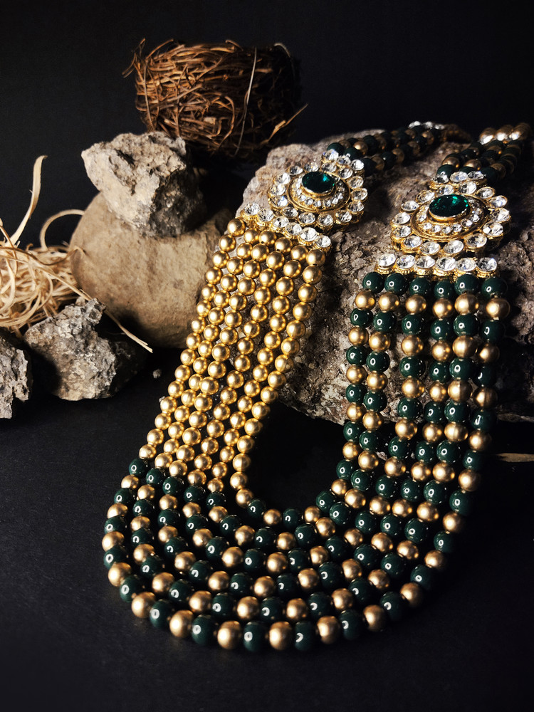 radhe creation Pearl Necklace Jewellery for Groom. Six Line Dulha Moti Mala Haar for Men. Beads Gold plated Plated Metal Stone Mother of Pearl Necklace Price in India Buy radhe creation Pearl