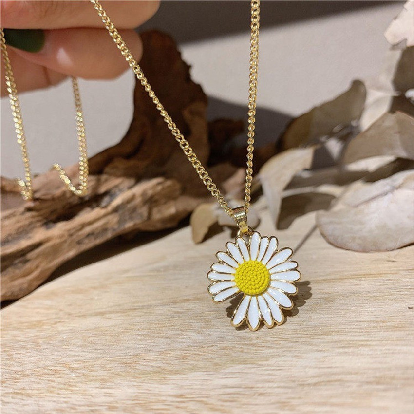 Arzonai Sunflower Pendant Necklace for women girls Metal Chain