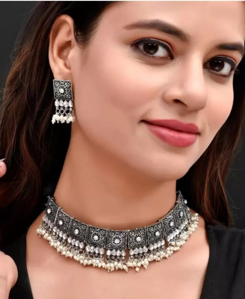 Uniqlive Alloy Silver Jewellery Set Price in India Buy Uniqlive Alloy Silver Jewellery Set Online at Best Prices in India Flipkart