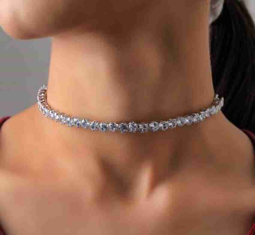 Silver stone hot sale choker necklace