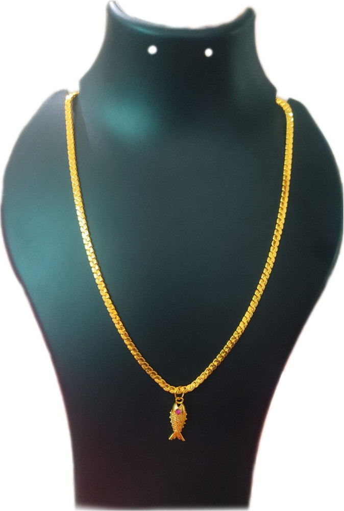 TGS GOLD COVERING Traditional Baby Chain with Fish Dollar for Women Girls 18 Inch Crystal Gold plated Plated Copper Chain Price in India Buy TGS GOLD COVERING Traditional Baby Chain with