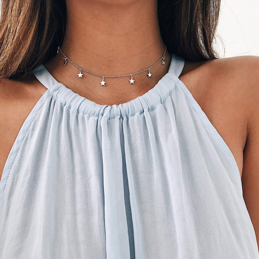 Star necklace choker deals silver