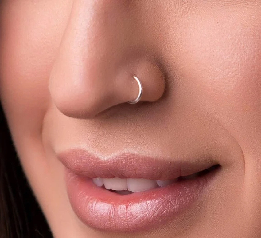 Plain silver nose ring sales