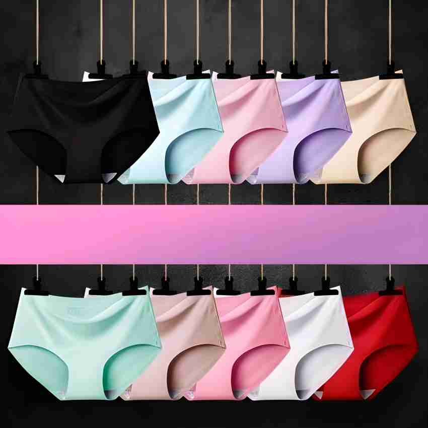 Classic Sexy Ice Silk Seamless Underwear Women's 4pcs BLACK, PINK, BLUE AND  RED @ Best Price Online