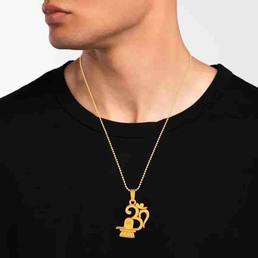 salaar Om With Shivling Religious Gold Devo Ke Dew Mahadev Shivling Pendant Gold plated Stainless Steel Locket Set Price in India Buy salaar Om With Shivling Religious Gold Devo Ke Dew Mahadev