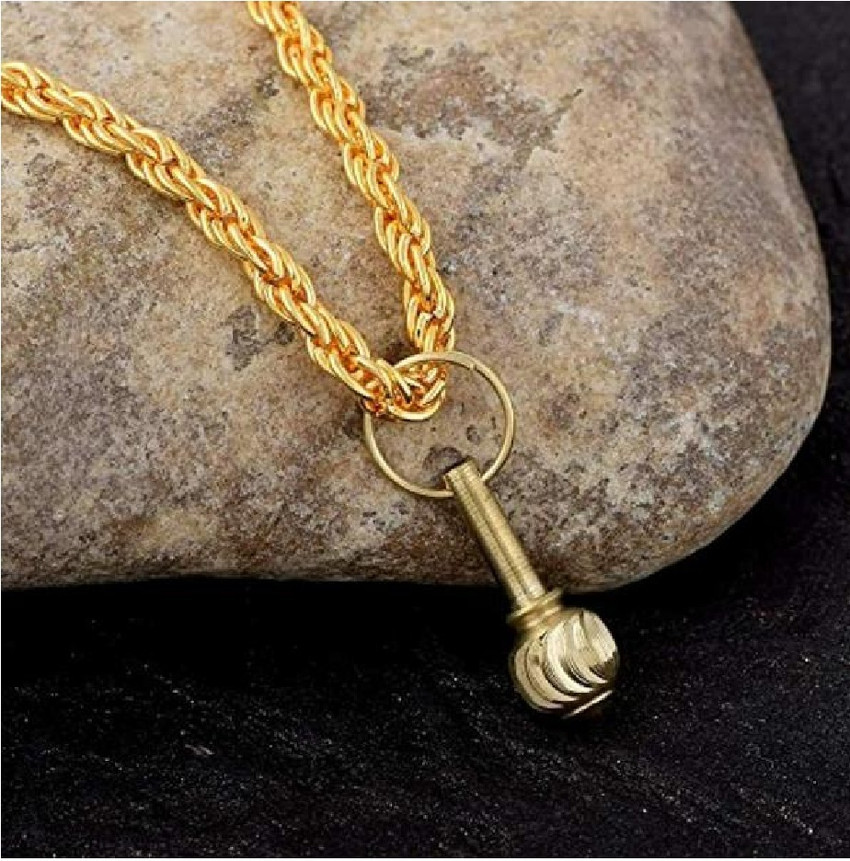 ZUKHRUF Unisex Lord Hanuman Gada Pendant Locket with Chain Gold