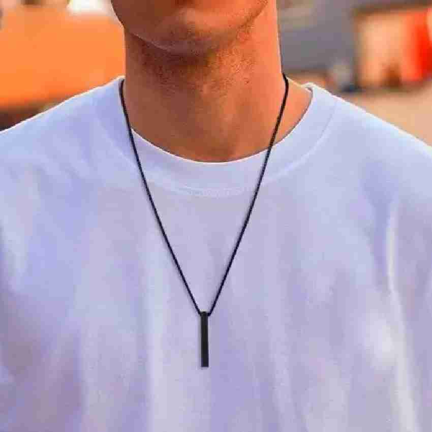 shahinpearlmart Silver Gold Black Bar 3d Cubical Lockets for Men