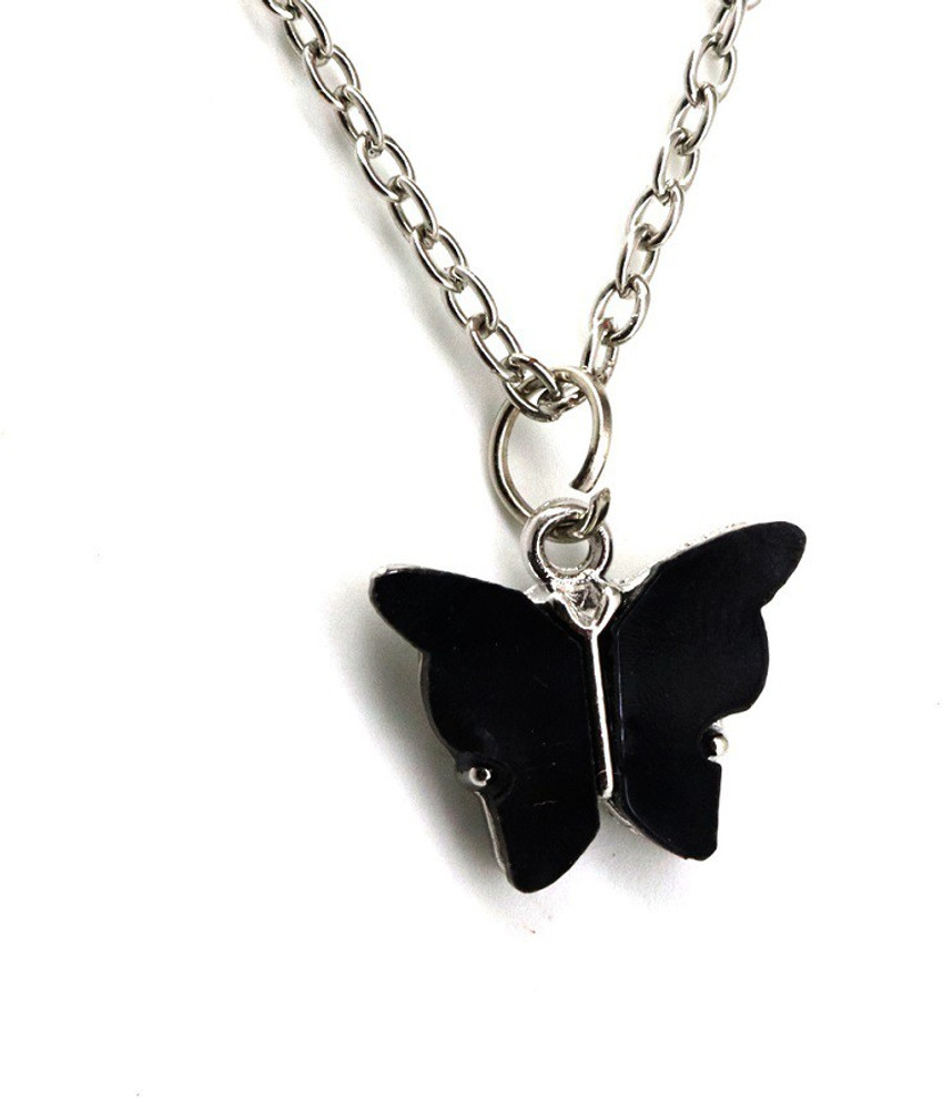 Stylish Colony Beautiful Butterfly Shape Black Pendant Chain For