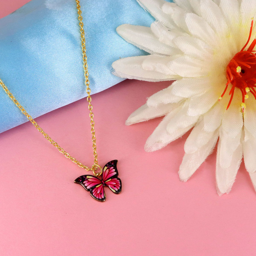 Dazzling pink discount butterfly necklace