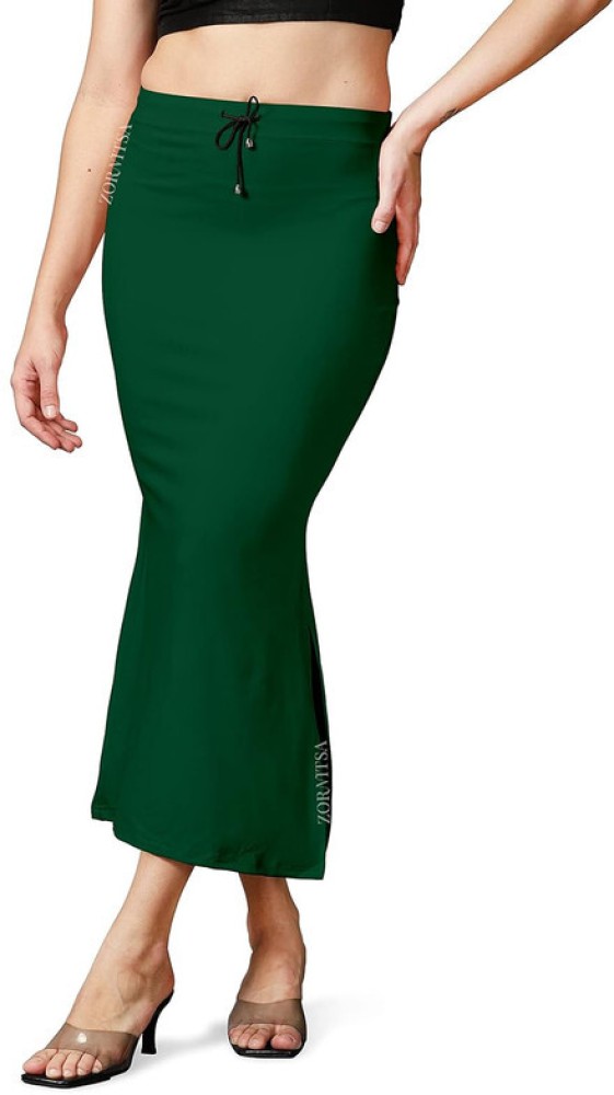 Zornitsa Green Saree Shapewear Petticoat Polyester, Cotton Blend