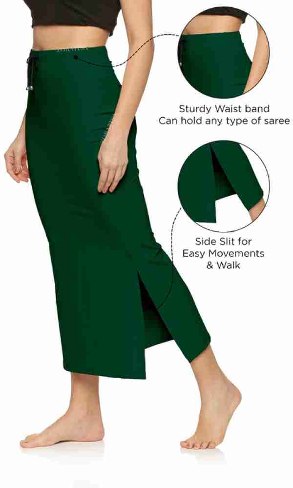 Zornitsa Green Saree Shapewear Petticoat Polyester, Cotton Blend