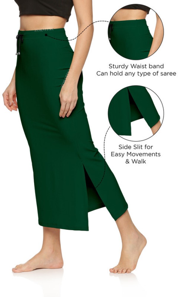  Lycra Green Elastic Saree Shapewear And Drawstring / Comfy Women