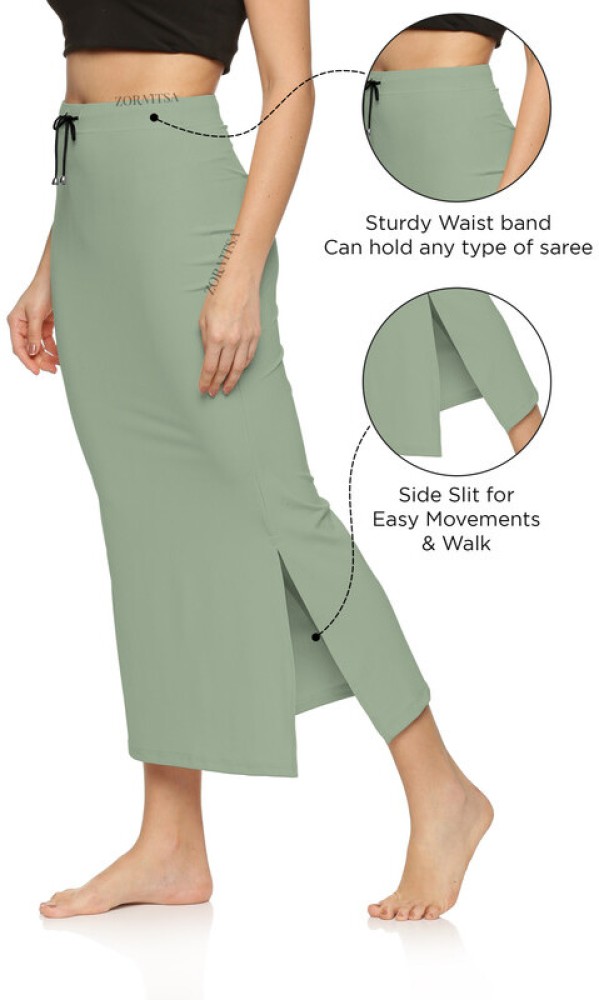 Pista Green Women Cotton Straight Petticoat, Women Saree Shapewear