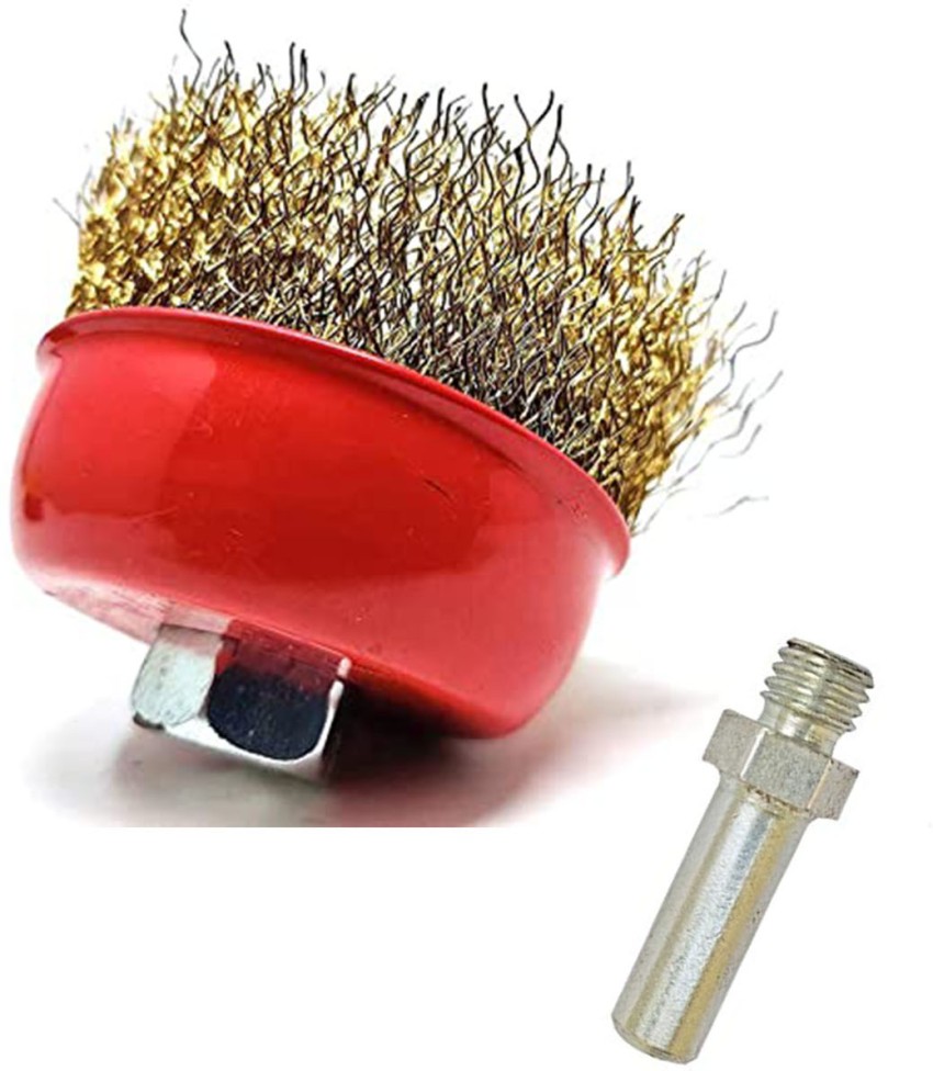 M.,S. Cup Brush 3 Golden Wire, For rust removing etc, Thickness: Nut 14mm  at Rs 85/piece in Coimbatore