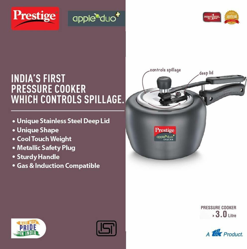 Prestige PRESTIGE COOKER 3L NONSTICK INDUCTION BASE 3 L Inner Lid Induction Bottom Pressure Cooker Pressure Pan Price in India Buy Prestige PRESTIGE COOKER 3L NONSTICK INDUCTION BASE 3 L