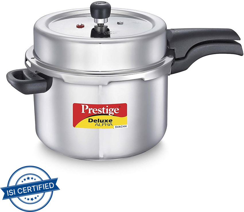 Prestige Svachh Deluxe Alpha 8 L Outer Lid Induction Bottom Pressure Cooker Price in India Buy Prestige Svachh Deluxe Alpha 8 L Outer Lid Induction Bottom Pressure Cooker online at Flipkart