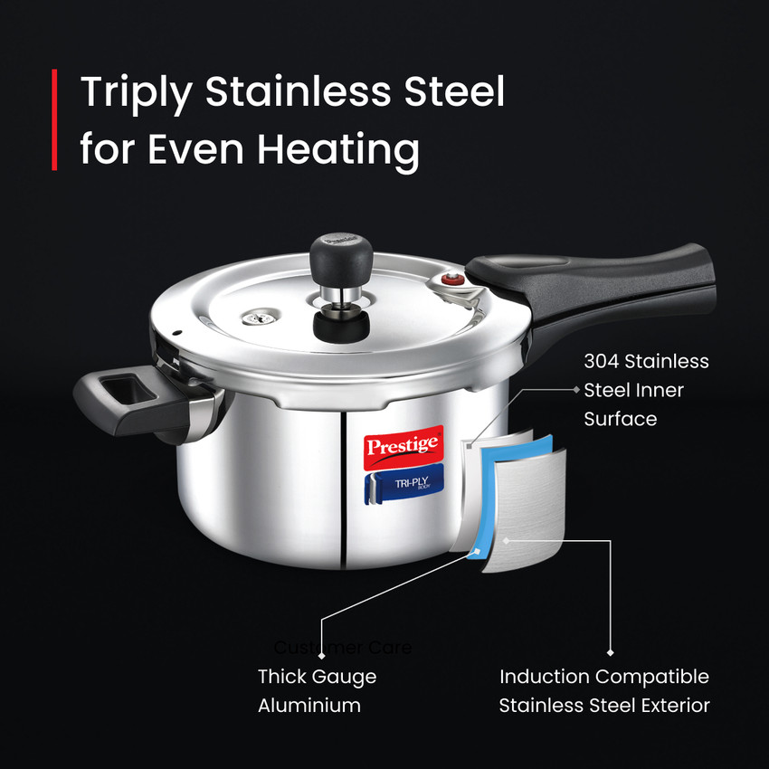 Prestige Svachh Triply 3.5 L Outer Lid Induction Bottom Pressure Cooker
