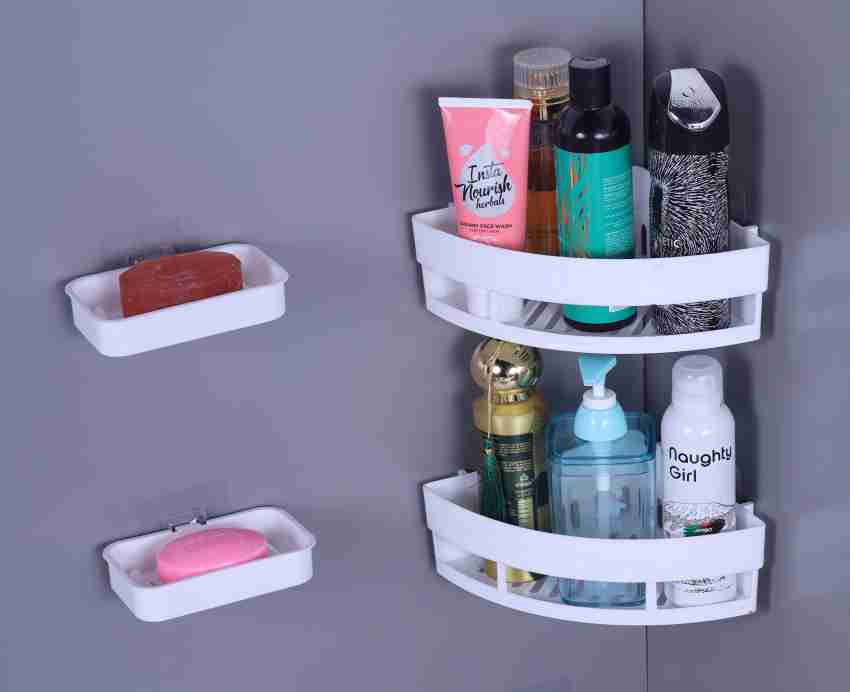 Round Corner Kitchen Bathroom Shelf Self-Adhesive Sticker Hooks